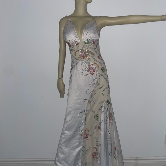 Jovani Embellished Floral Beaded Dress - Picture 5 of 6